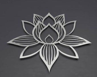 Lotus Flower Metal Wall Art, Lotus Metal Art, Lotus Flower Wall Art Home Decor, Large Metal Wall Art, Brushed, Lotus of Enlightenment II