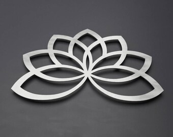 Lotus Flower Metal Wall Art, Geometric Sculpture, Lotus Metal Art, Silver Wall Art, Large Metal Wall Art, Sacred Geometry, Home Decor