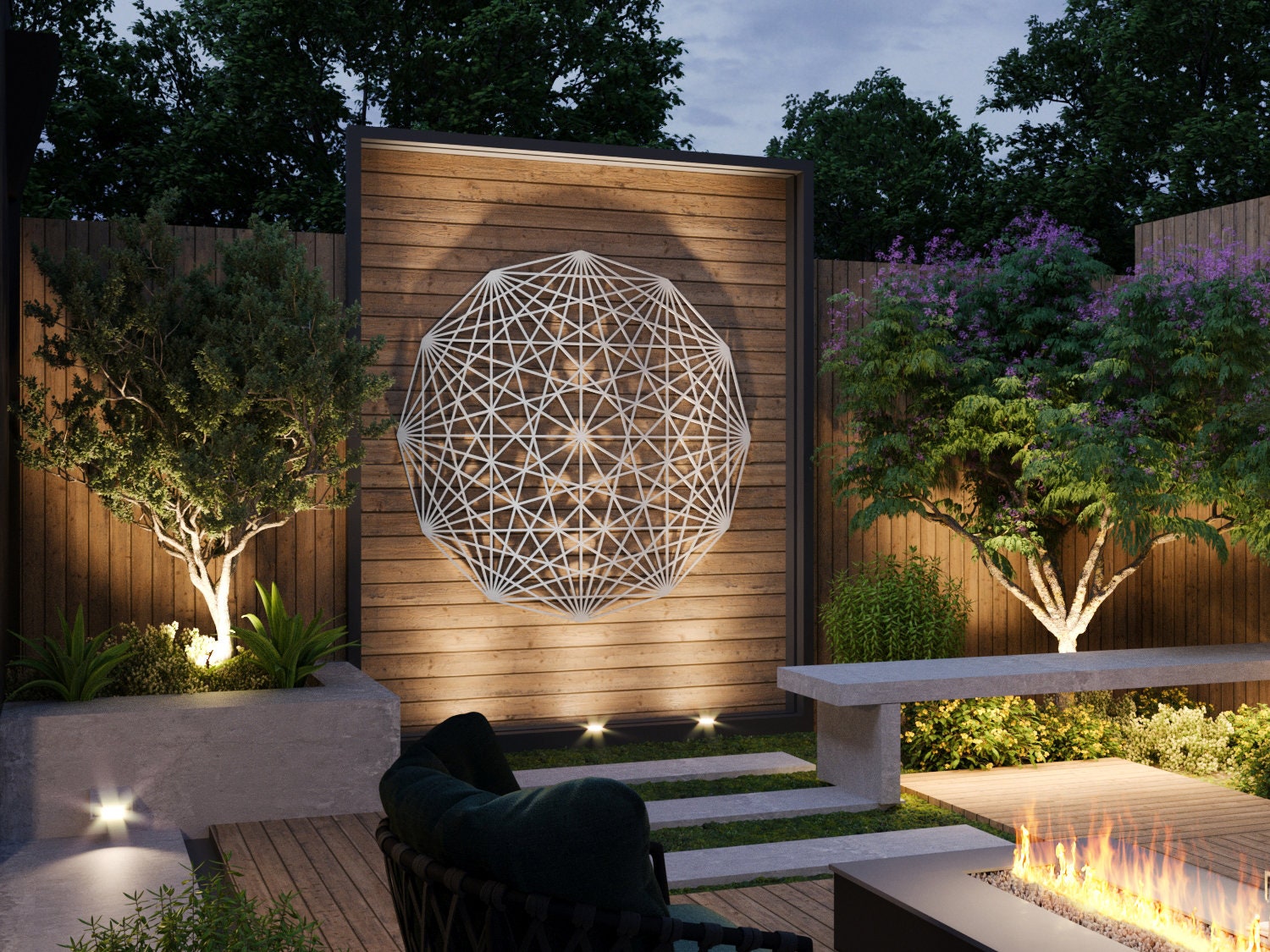 Tesseract Sacred Geometry Outdoor Metal Wall Art Sculpture ...