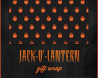 Witchy Jack-o'-lantern Vintage Style Pumpkin Gift Wrap Paper
