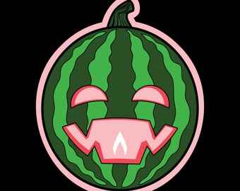 Summerween Watermelon Jack-o'-lantern Sticker: Happy Halloween Fan Gift