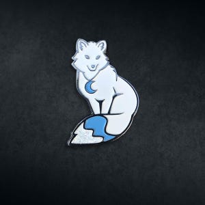 Arctic Fox Enamel Pin White Glitter Tail Black Nickel