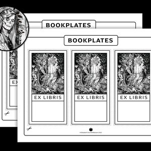 EX LIBRIS Printable Bookplates Illustrated Decorative Label