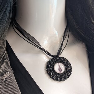 Black Bat Ribbon Necklace Vintage Pendant