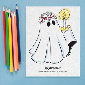 Printable Coloring Page | Holiday Spirit Cute Christmas Ghost