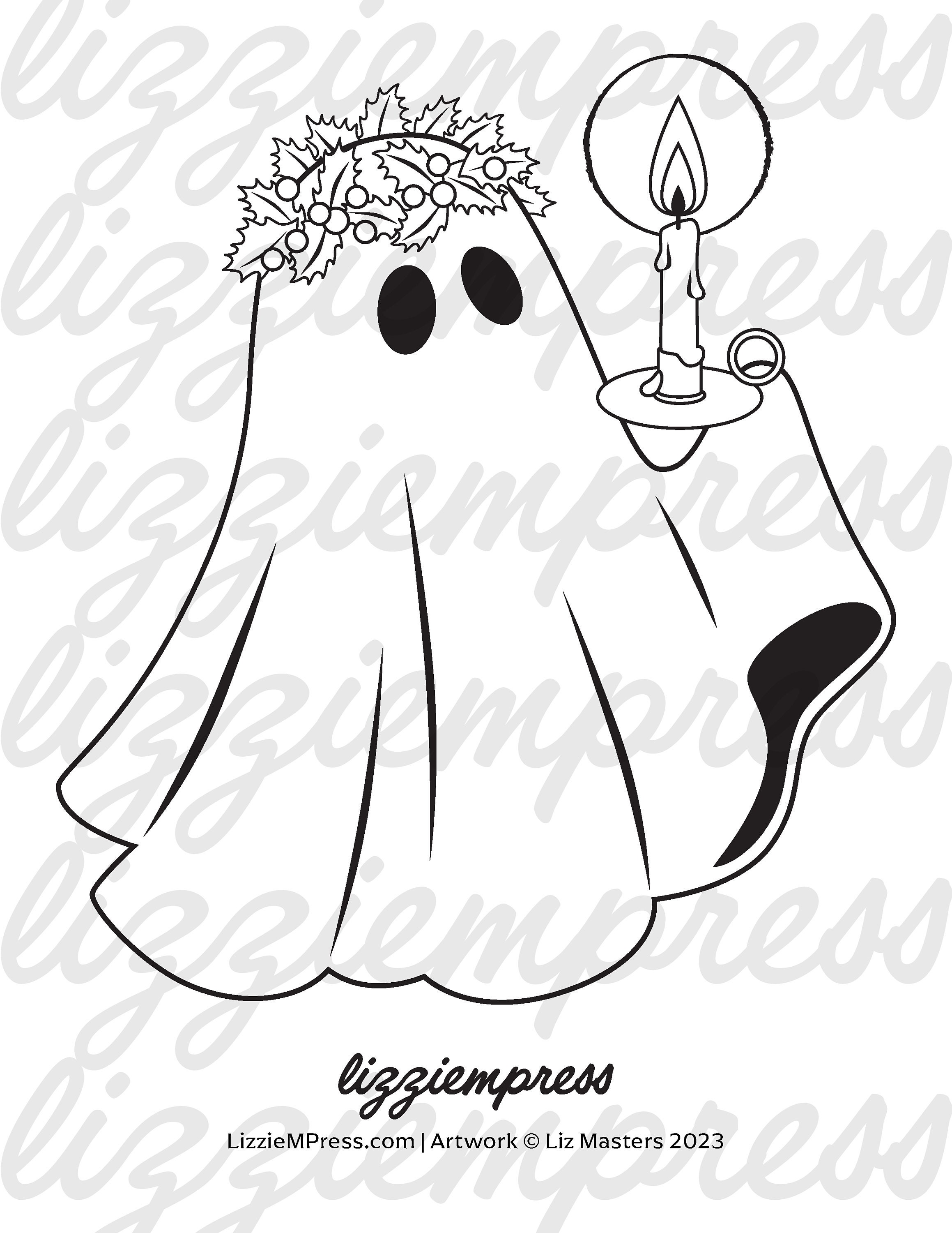 Printable Coloring Page | Holiday Spirit Cute Christmas Ghost - Etsy