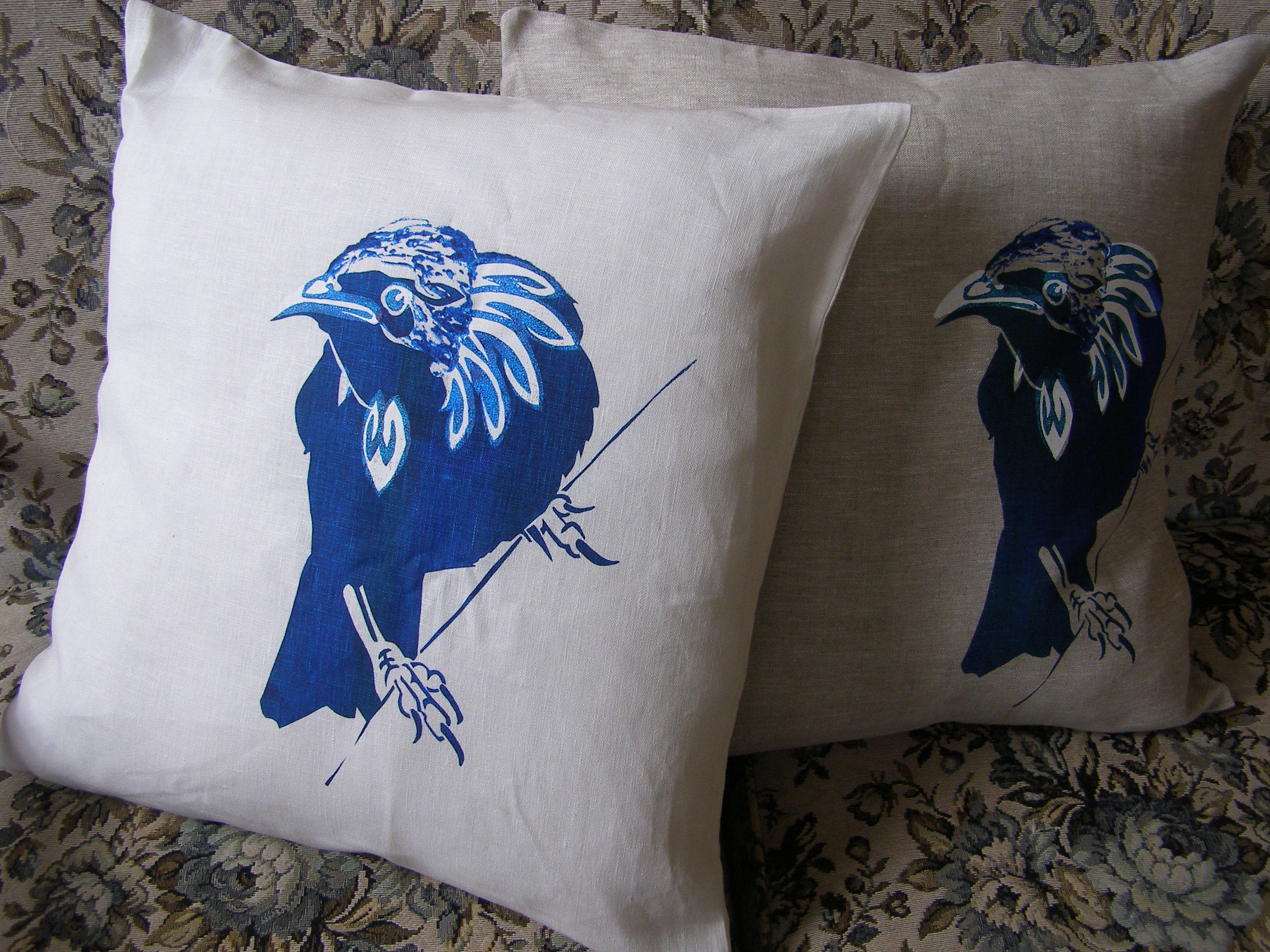 Tui Bird. NZ. White Cushion Cover Pillow. 100 Linen. Etsy