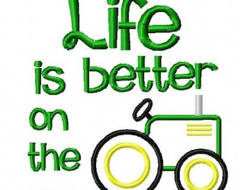 Life is better on the farm embroidery design, farm embroidery design, tractor embroidery design