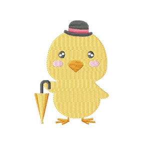 Chick Easter embroidery design, Chick hat umbrella embroidery design, Easter embroidery design