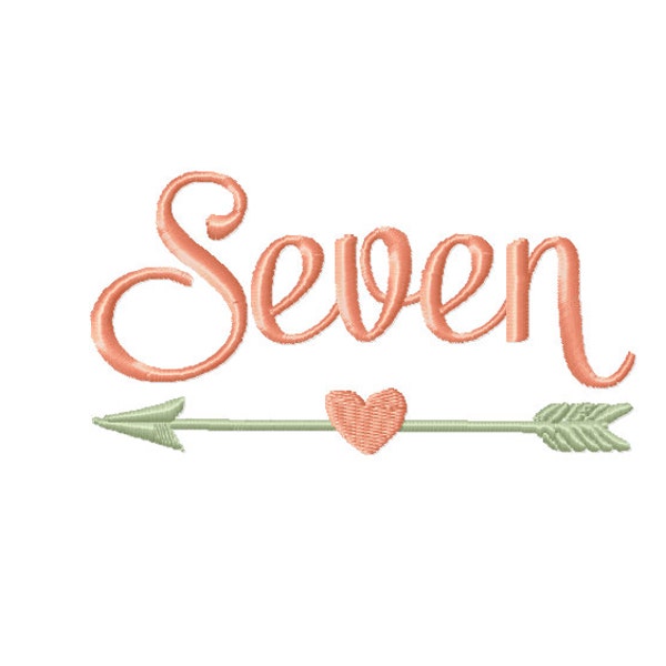 seven arrow embroidery design, 7th birthday embroidery design, seventh birthday embroidery design, birthday embroidery, arrow embroidery