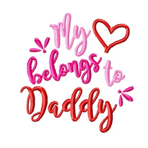 Il mio cuore appartiene a papà ricamo design, disegno di ricamo di San Valentino, cuore ricamo progettazione, disegno di ricamo di papà San Valentino