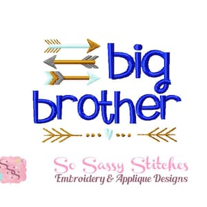Big brother arrow embroidery design, brother embroidery design, big brother embroidery, sibling embroidery design