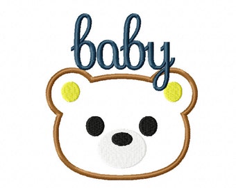 baby bear embroidery design, bear embroidery design, baby bear applique design, baby bear embroidery, baby bear applique