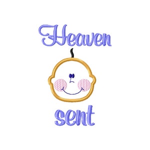 Heaven sent baby boy embroidery design, christian embroidery design, heaven sent applique, christian applique design