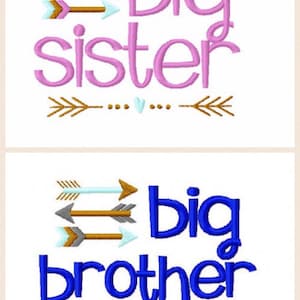 Set Big Brother/Big Sister arrows embroidery design, big brother big sister embroidery sibling embroidery