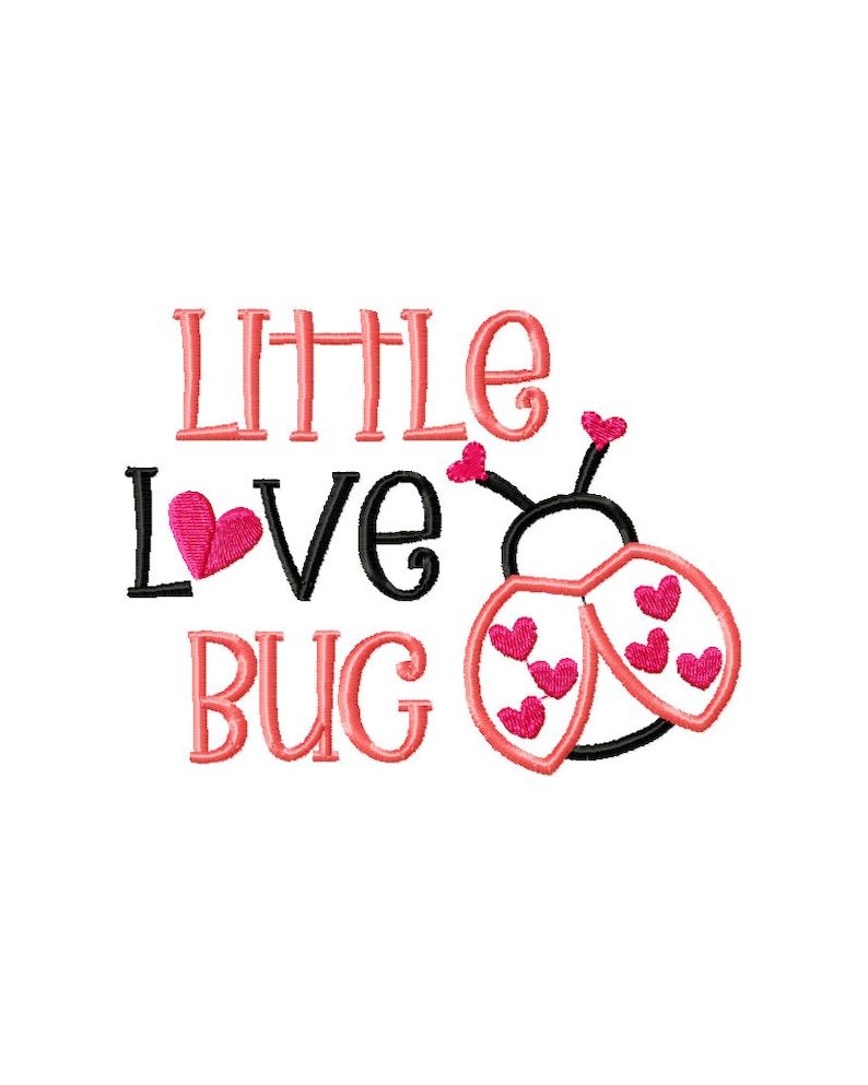 Little Love Bug Embroidery Design, Ladybug Embroidery Design