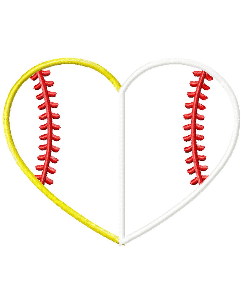 Softball baseball applique embroidery design half softball Etsy