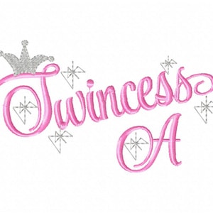 Twin baby embroidery design, Twincess A embroidery design, twin baby A embroidery design, princess embroidery
