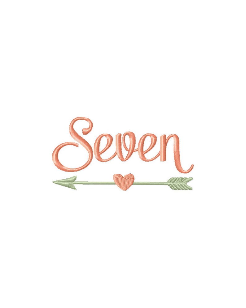 seven arrow embroidery design, 7th birthday embroidery design, seventh birthday embroidery design, birthday embroidery, arrow embroidery image 1