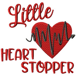 Little Heart Stopper Valentines Day embroidery design, Valentine heart embroidery design, Heart stopper embroidery