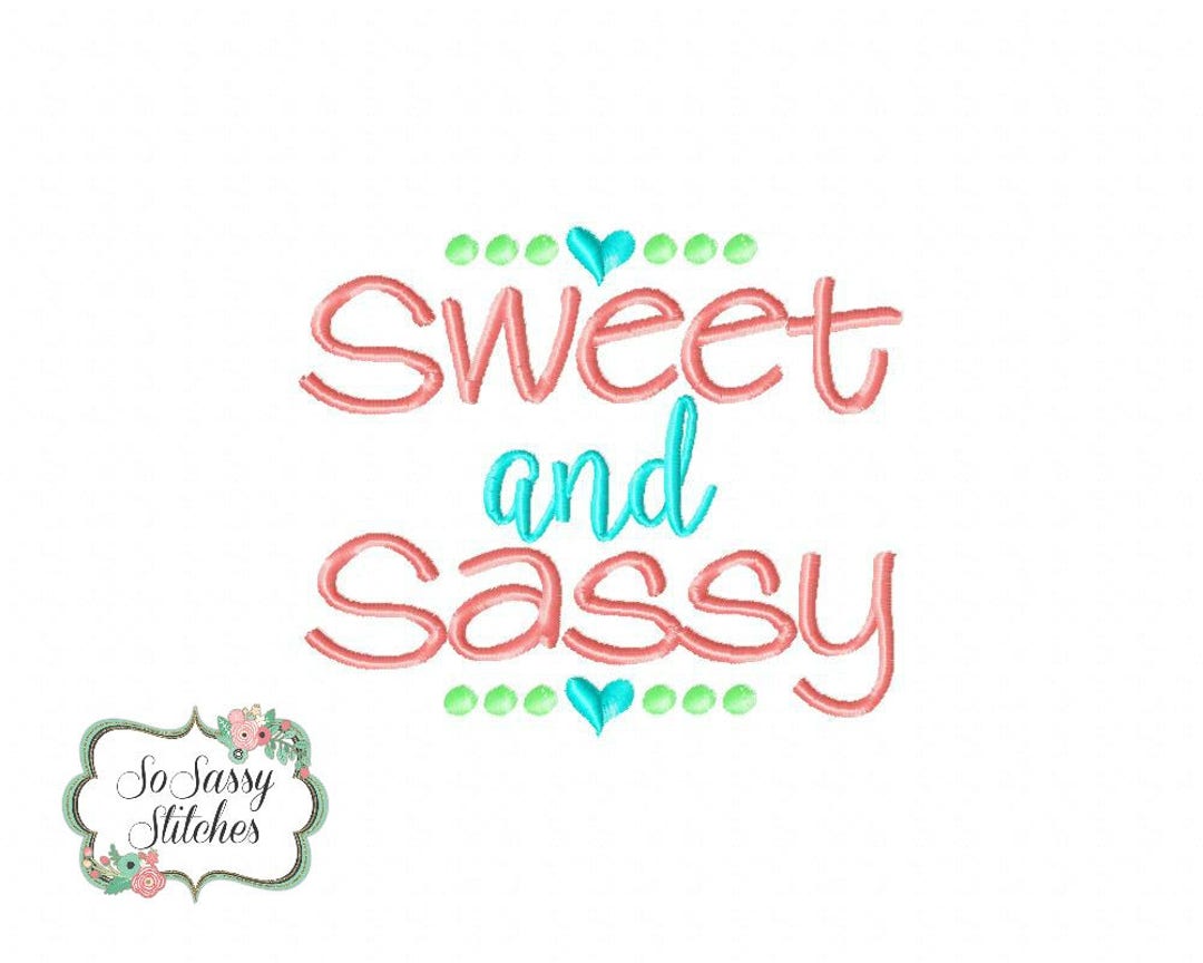 Sweet and Sassy Embroidery Design, Sassy Embroidery Design, Back to