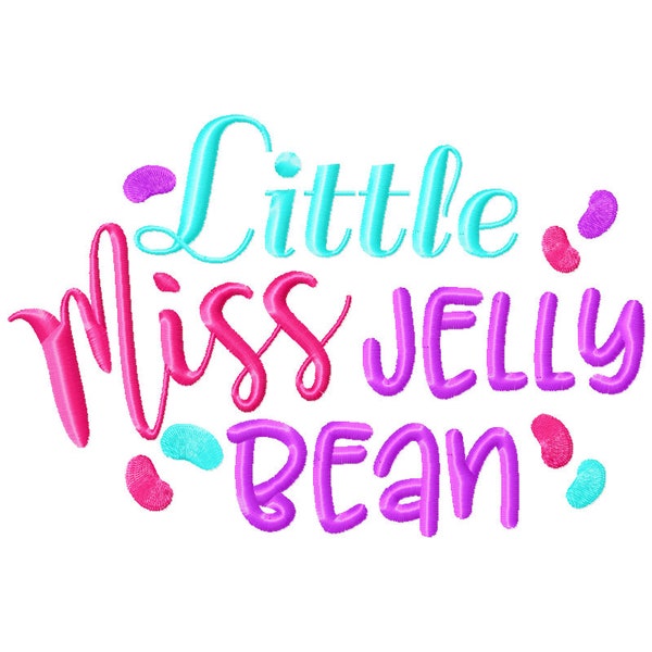 Easter embroidery design, little miss jelly bean embroidery design, jelly bean design, little girl Easter design