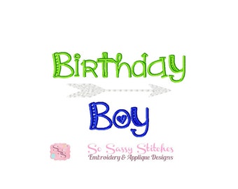 Birthday boy embroidery design, 4x4 5x7 birthday design, embroidery design, birthday embroidery boy