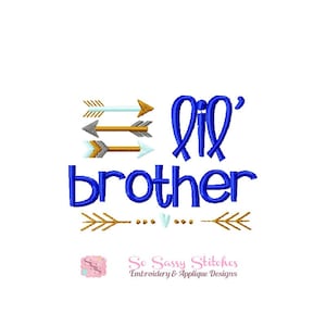 Lil&#39; brother embroidery design, little brother embroidery design, sibling embroidery design, SoSassyStitches