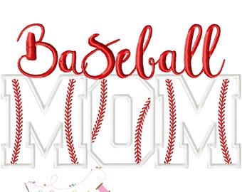 Baseball Mom Embroidery Design (4x4, 5x7, 6x10 Hoop) (Instant Download)