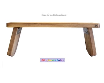 Beech meditation bench, foldable feet choice of finish, yoga stool, breathing, stainless steel hinges, handmade product