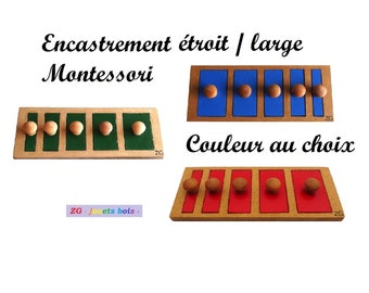 INEDIT Puzzle/Narrow/wide MONTESSORI concept fitment, color of your choice, large gripping button, wood and paint, artisanal product