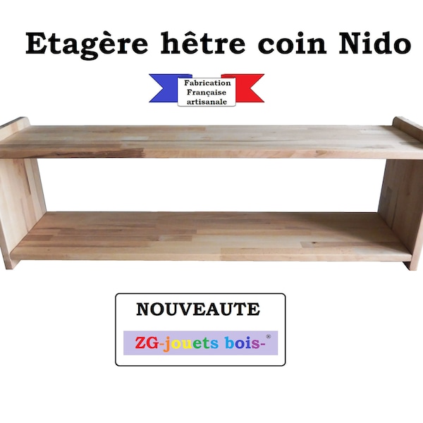 Custom-made natural beech shelf, wooden furniture for toddler nest corner, width and length of your choice, handmade in France