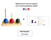 Materials for Tower of London test, psychomotricity test, neurology test, stacking 3 balls, pass cards, handmade, wood base