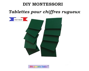 Tablettes pour fabrication des chiffres rugueux Montessori, DIY Montessori, bois, matériel mathématiques, produit artisanal