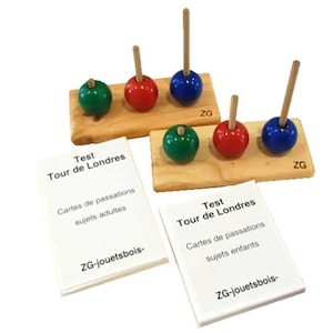 ロンドン塔の大人と子供向けの完全なテスト教材、精神運動能力、神経学、3つのボールの積み重ね、テストカード、工芸品