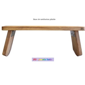 Banc de méditation en hêtre, pieds pliables finition au choix, tabouret de yoga, respiration, charnières inox, produit artisanal, fait main image 1