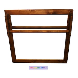 Miroir acrylique incassable Montessori pour bébé, bois, barre de traction réglable, 65x65 cm, faible encombrement, équilibre, aide marche Teinte brou de noix