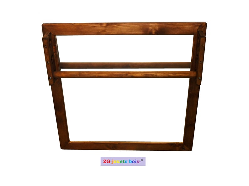 Miroir acrylique incassable Montessori pour bébé, bois, barre de traction réglable, 65x65 cm, faible encombrement, équilibre, aide marche Teinte brou de noix