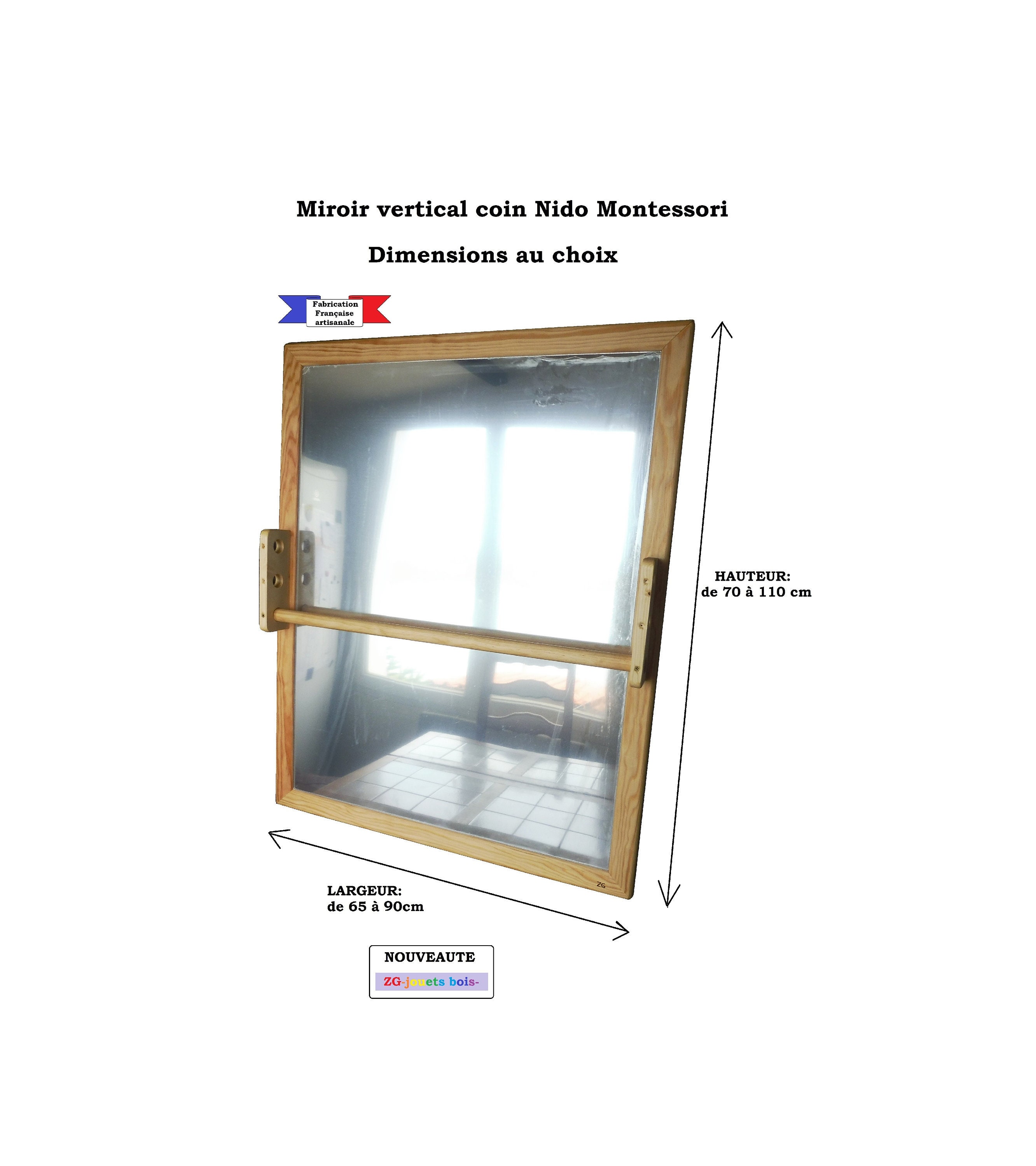 Miroir Vertical Nido Montessori Sur Mesure Incassable Chambre Bebe Barre Brachiation Reglable Bois Et Acrylique Fait Miroir Vertical Nido Montessori Sur Mesure Incassable Chambre Bebe Barre Brachiation Reglable Bois Et Acrylique Fait