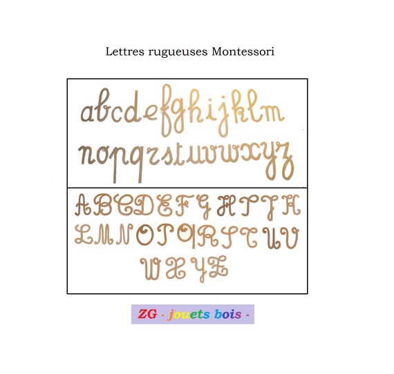 Lettres Rugueuses Montessori – 52 Cartes Majuscules Et Minuscules – Coffret En Bois – Apprentissage Sensoriel Dès 3 Ans