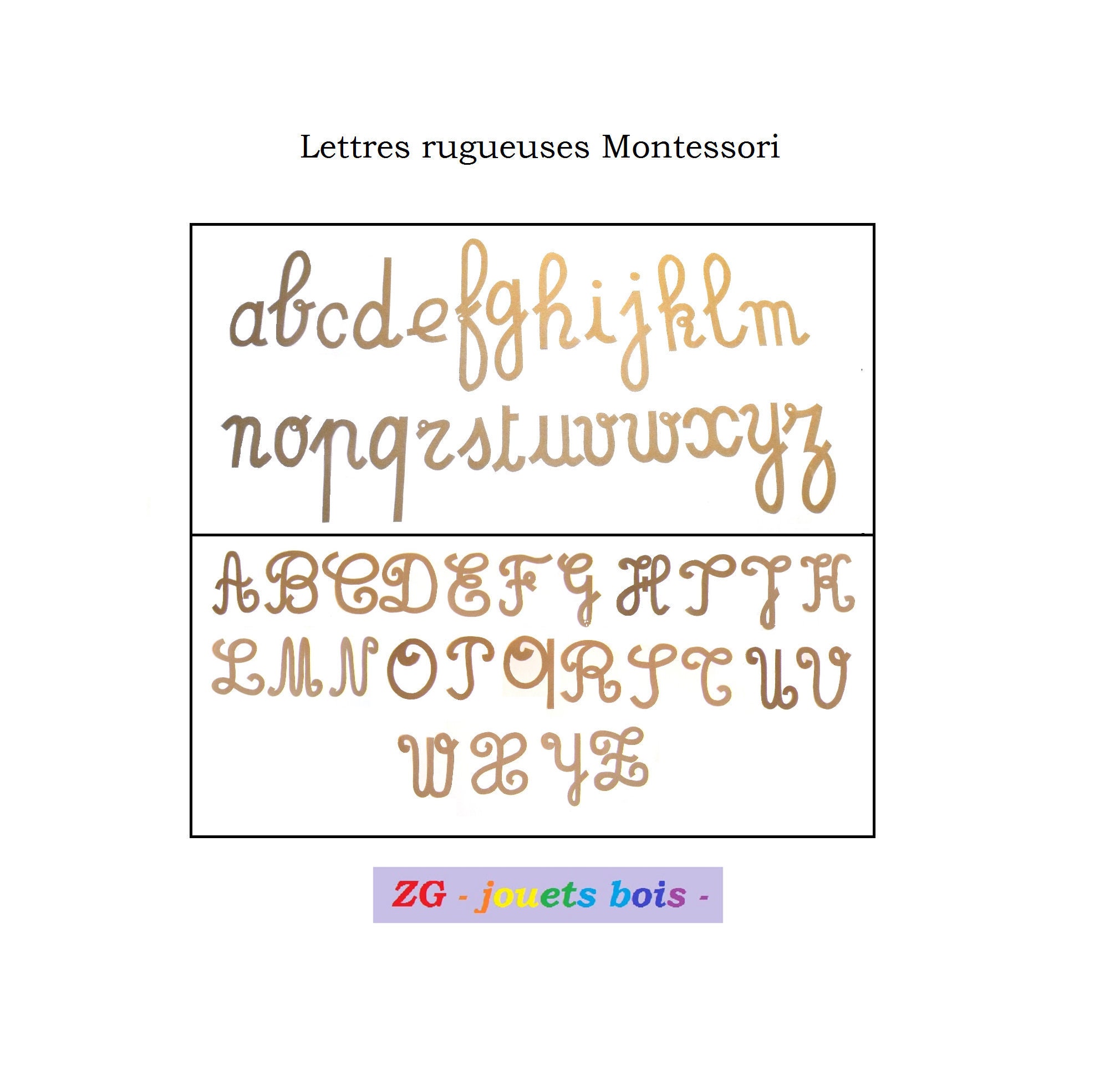Rough letters Montessori CURSIEF uitgesneden gemaakt van