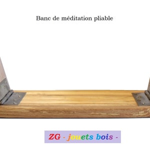 Banc de méditation en hêtre, pieds pliables finition au choix, tabouret de yoga, respiration, charnières inox, produit artisanal, fait main image 4