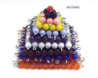 Pyramid Montessori Beads, beads for learning to count, mounted in a bar or single beads, 10 orange or gold of your choice