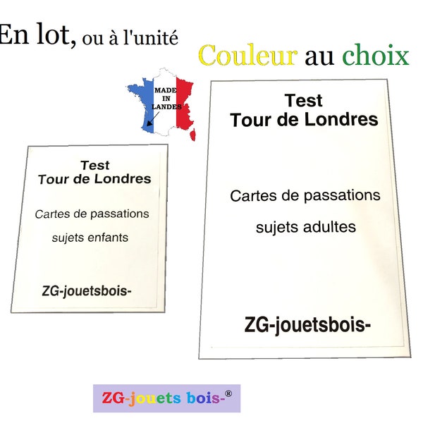 Cartes de passations pour test Shallice de la Tour de Londres, test psychomotricité neurologie, empilage 3 boules, fait main, adulte, enfant