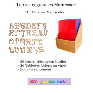 Montessori-Store Lettres Rugueuses Cursives Avec Boîte En Bois - Matériel Pédagogique Lecture Écriture