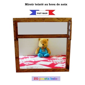 Miroir acrylique incassable Montessori pour bébé, bois, barre de traction réglable, 65x65 cm, faible encombrement, équilibre, aide marche image 3