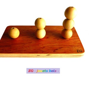 First abacus, Stacking balls on vertical rods, Nido game, early Montessori age, hand-eye coordination, fine motor skills, handmade
