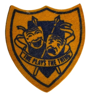 Naszywka Vtg Felt Drama Shield z motywem The Plays The Thing 3 w kurtce Theater Lettermans
