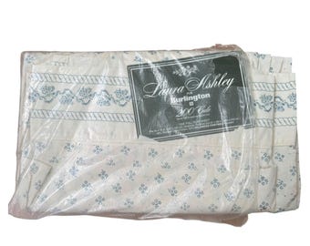 Laura Ashley For Burlington 200 Ct Full Sheet Blue Floral Print Cotton Blend Kensington