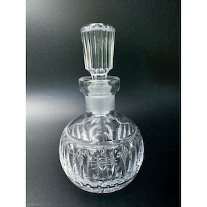 Vintage Cut Crystal Perfume Bottle w/Stopper-Dauber Ribbed Design Un-Marked 5 in